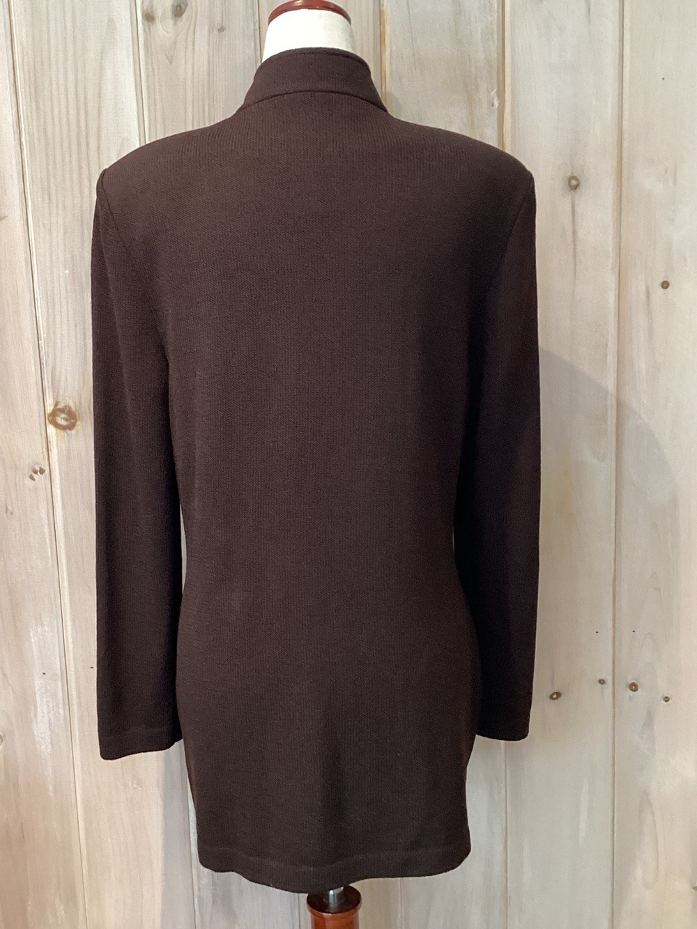 St John Santana Knit Cardigan Blazer Size 8 Chocolate Brown - Picture 3 of 8